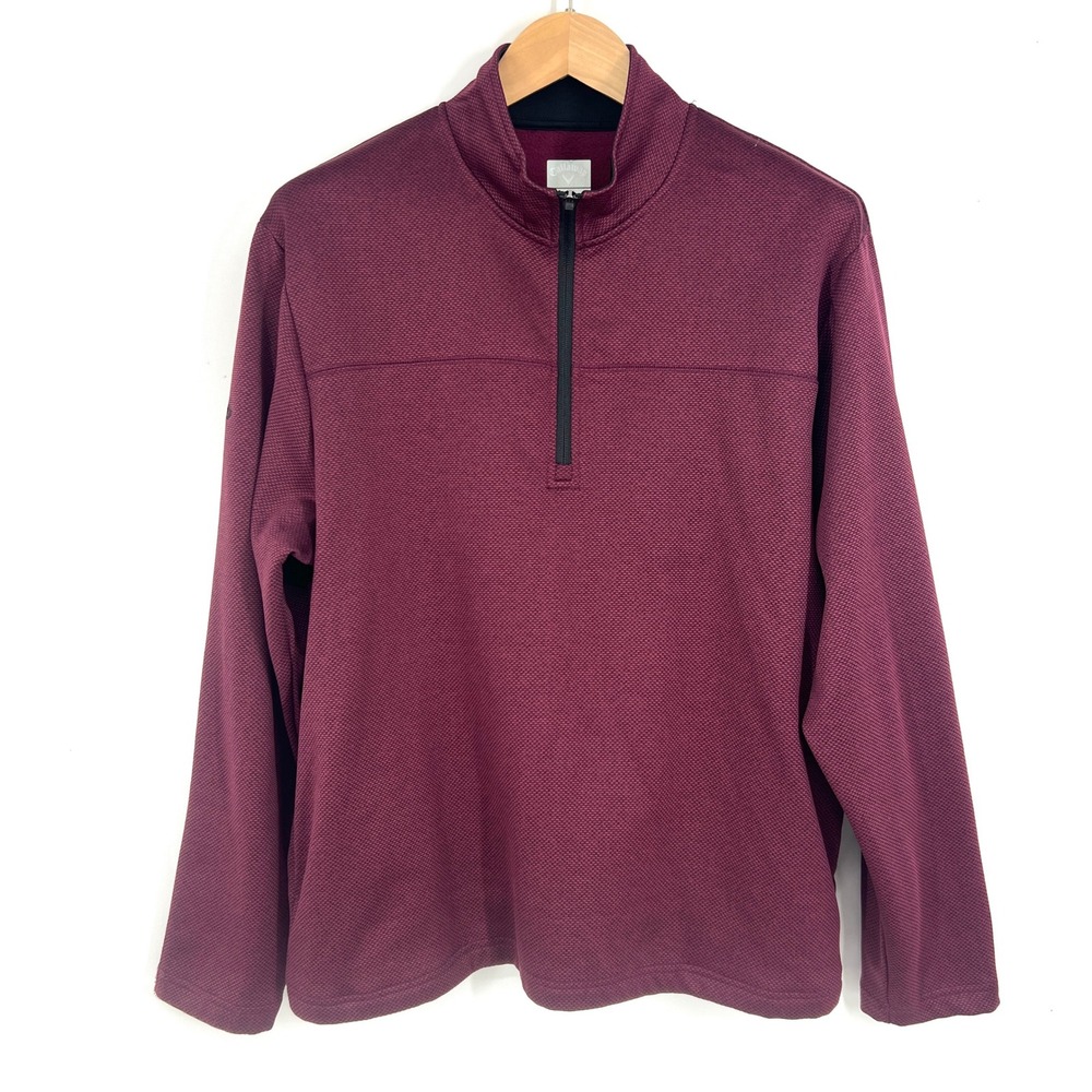 Callaway Mens Pullover Quarter Zip Sweatshirt Marled Burgundy Size M